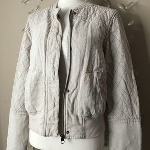 Anthropologie Hei Hei Linen Bomber Jacket